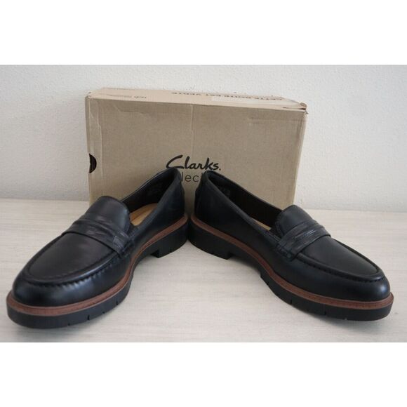 Clarks Collection Women's Sz 8.5W Black Westlynn Bay Leather Loafers - Picture 2 of 14